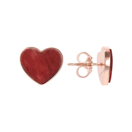 ORECCHINI CUORE A LOBO QUARZITE ROSSO BRONZALLURE