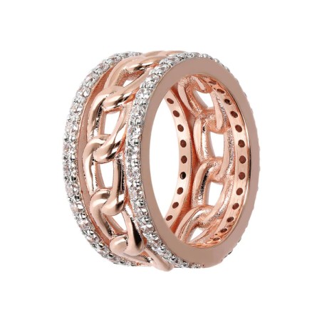 ANELLO A FASCIA MAGLIA CATENA E ZIRCONI DONNA BRONZALLURE  WSBZ01838.W-20 BRONZALLURE