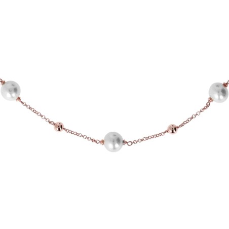 COLLANA CON PERLE ACQUA DOLCE E SFERE DONNA BRONZALLURE 