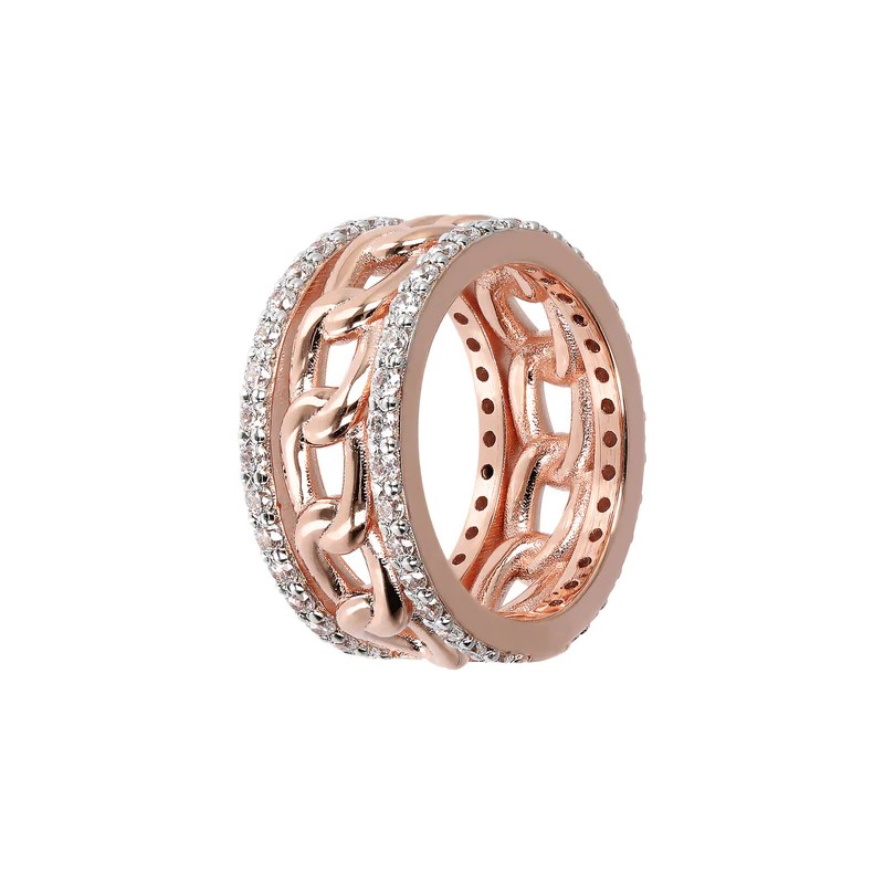 ANELLO A FASCIA MAGLIA GRUMETTA ROSE MIS.14 DONNA BRONZALLURE 