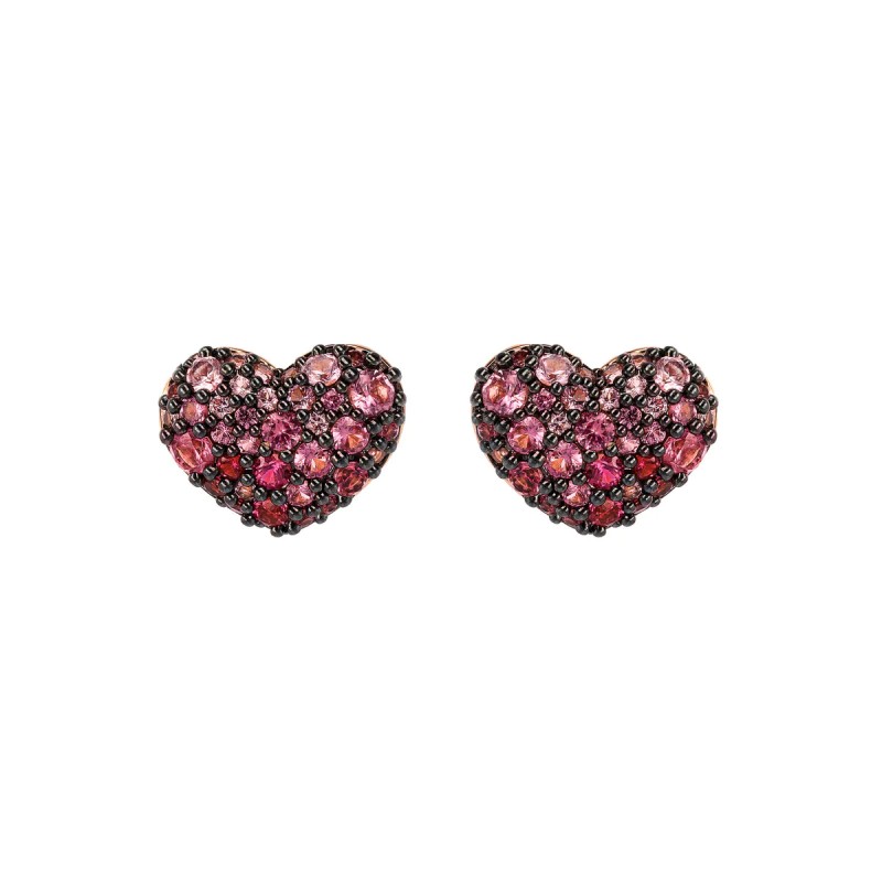 ORECCHINI A LOBO CUORE PAVÈ ROSA DONNA BRONZALLURE 