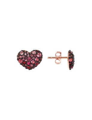 ORECCHINI A LOBO CUORE PAVÈ ROSA DONNA BRONZALLURE 