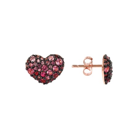 ORECCHINI A LOBO CUORE PAVÈ ROSA DONNA BRONZALLURE 