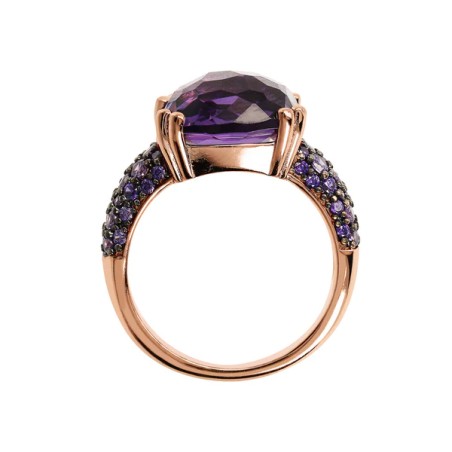 ANELLO PRISMA GEM QUADRATO PAVE VIOLA DONNA BRONZALLURE 