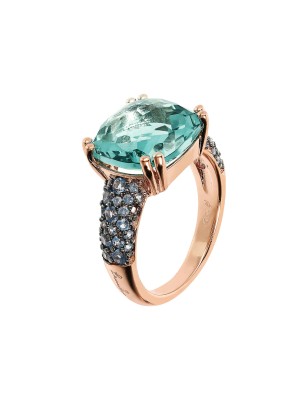 ANELLO PRISMA GEM QUADRATA E PAVE' VERDE BRONZALLURE WSBZ02179.GREEN-16 BRONZALLURE