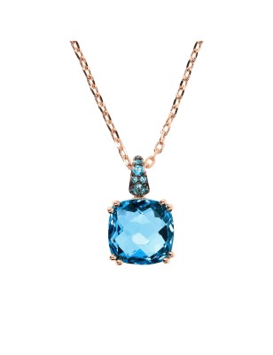 COLLANA PRISMA QUADRATA E PAVE' BLU DONNA BRONZALLURE  WSBZ02180.BLUE BRONZALLURE