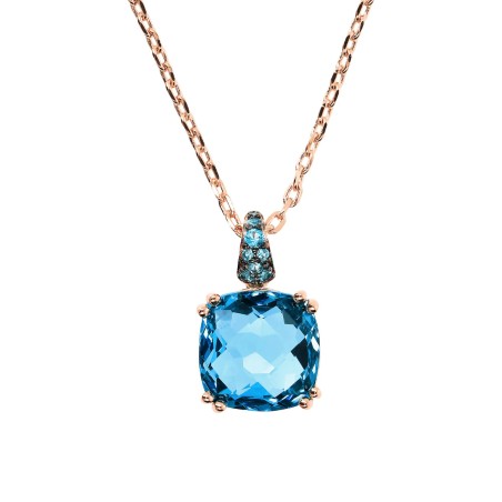 COLLANA PRISMA QUADRATA E PAVE' BLU DONNA BRONZALLURE  WSBZ02180.BLUE BRONZALLURE