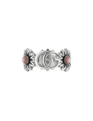 ANELLO CON MADREPERLA E DOPPIA G 15 DONNA GUCCI GG MARMONT