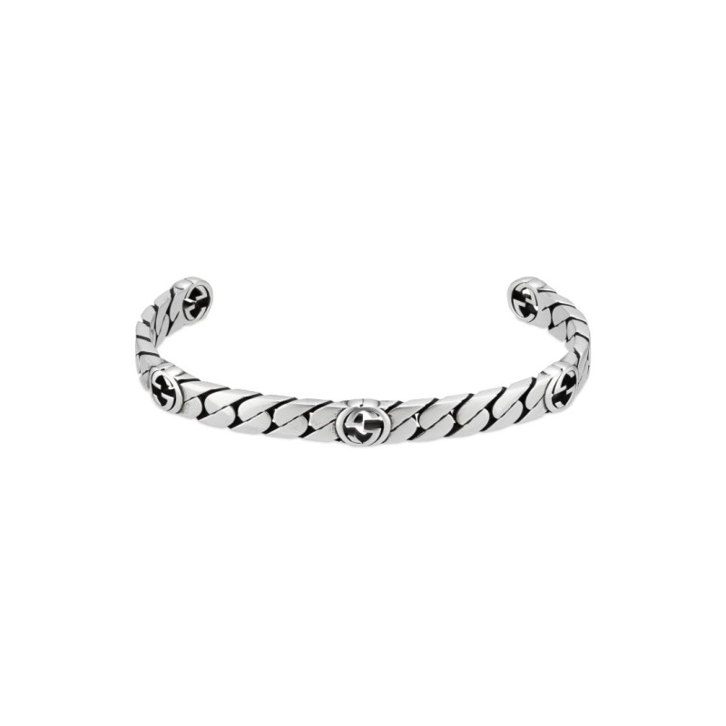 BRACCIALE IN ARGENTO MOTIVO GG 18 DONNA GUCCI INTERLOCKING G