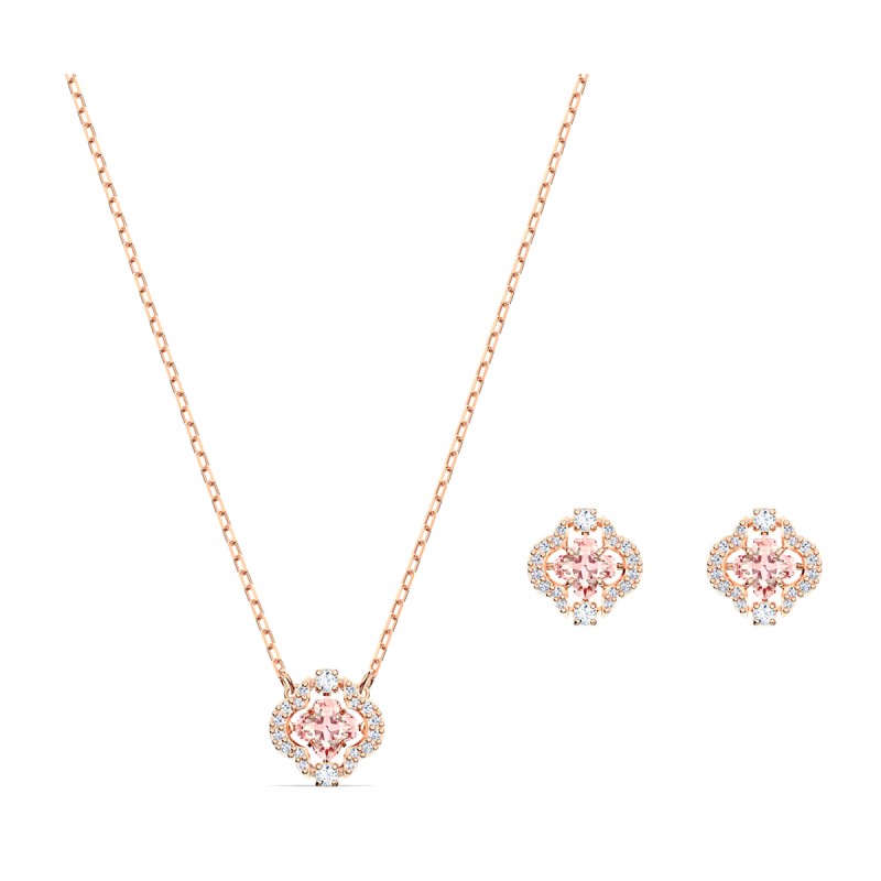 SET UNA QUADRIFOGLIO ROSA DONNA SWAROVSKI 