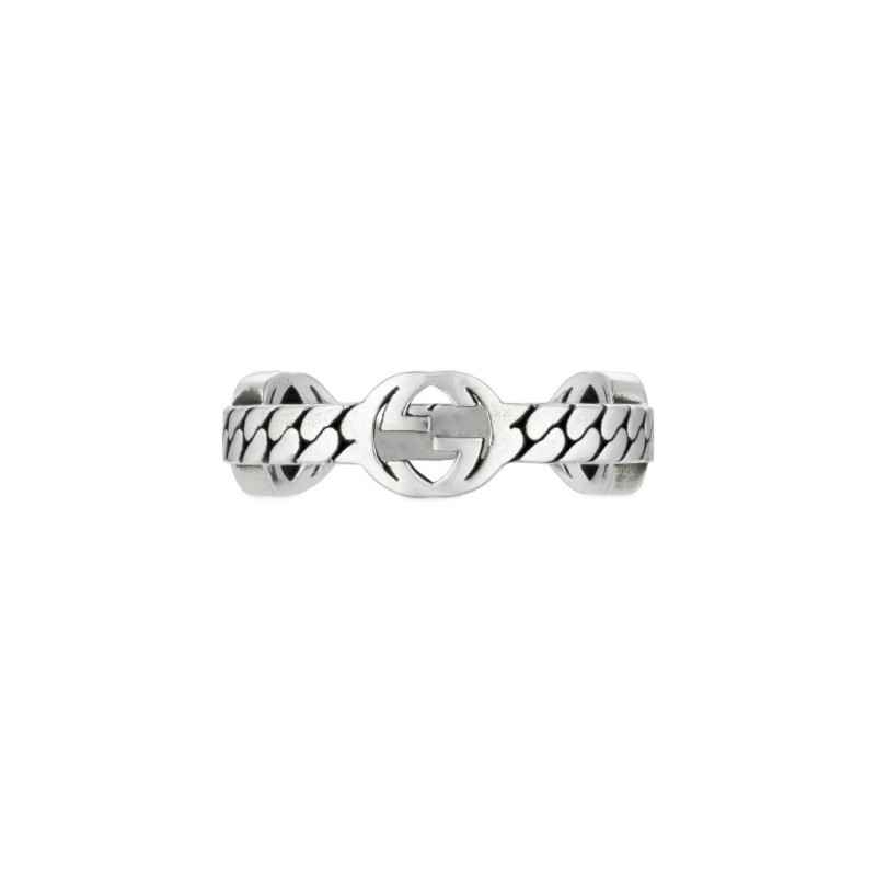 ANELLO IN ARGENTO GG 14 UOMO-DONNA GUCCI INTERLOCKING G