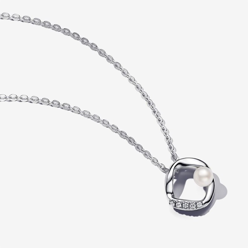 COLLANA CERCHIO LINEA SINUOSA PERLA DONNA PANDORA 