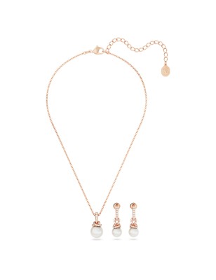 SET ORIGINALLY BIANCO PLACCATO ORO ROSA SWAROVSKI