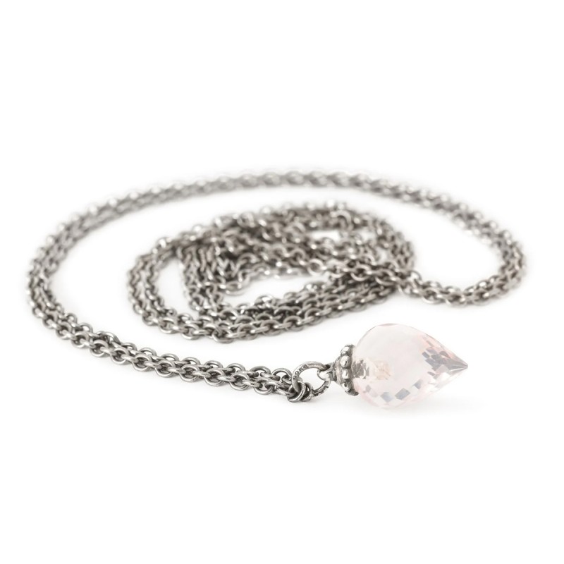 COLLANA ARGENTO CON QUARZO ROSA 70CM DONNA TROLLBEADS 