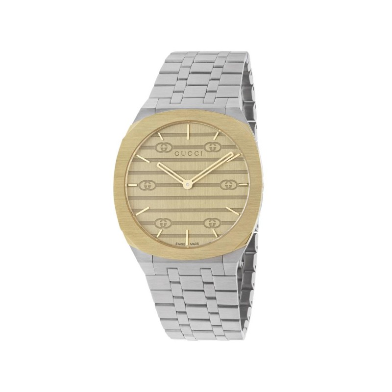 OROLOGIO GUCCI 25H 38MM PLACCATO ORO UOMO-DONNA