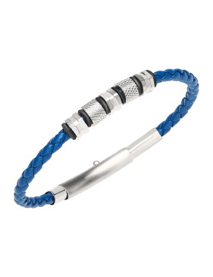 BRACCIALE IN ACCIAIO E PELLE BLU INTRECCIATA UOMO BREIL  TJ3372 BREIL