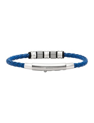 BRACCIALE IN ACCIAIO E PELLE BLU INTRECCIATA UOMO BREIL 