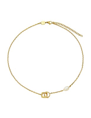 COLLANA TETRA ACCIAIO IP GOLD E PERLA DONNA BREIL 