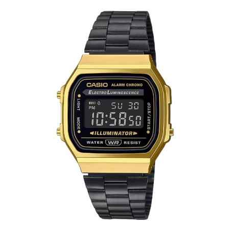 OROLOGIO ICONIC DIGITALE NERO E ORO UOMO-DONNA CASIO VINTAGE A168WEGB-1BEF CASIO