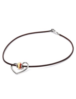 COLLANA CUOIO MARRONE 42CM DONNA TROLLBEADS 