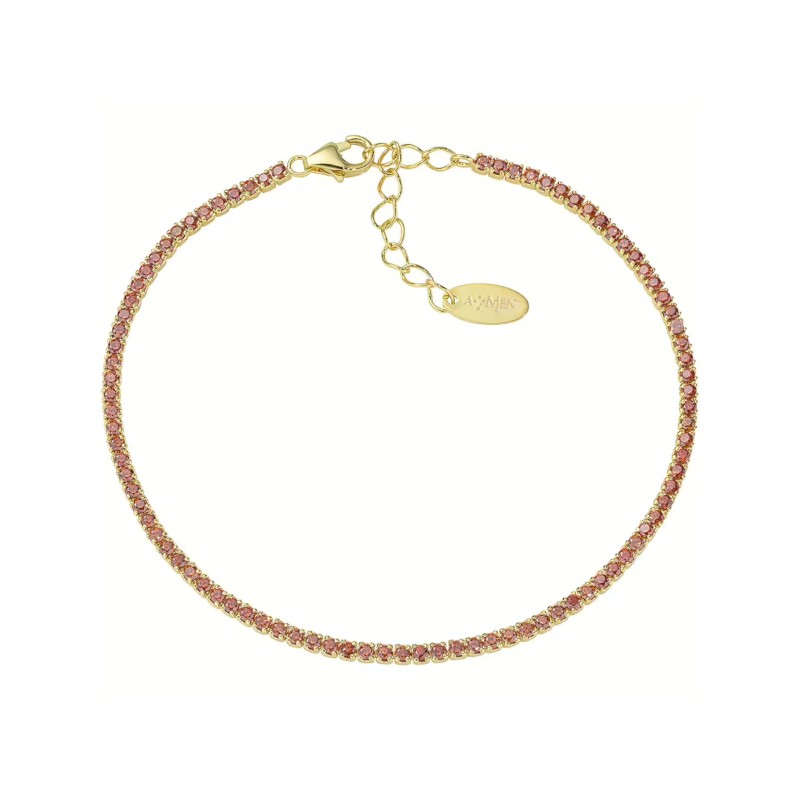 BRACCIALE DORATO ZIRCONI ARANCIONI AMEN TENNIS MANIA