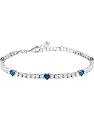 BRACCIALE TENNIS TESORI ZIRCONI BIANCHI E CUORI BLU MORELLATO SAIW234 MORELLATO