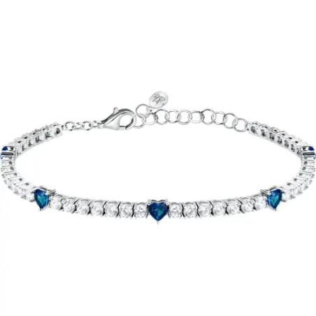 BRACCIALE TENNIS TESORI ZIRCONI BIANCHI E CUORI BLU MORELLATO SAIW234 MORELLATO