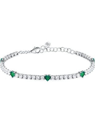 BRACCIALE TENNIS TESORI ZIRCONI BIANCHI E CUORI VERDI MORELLATO SAIW235 MORELLATO