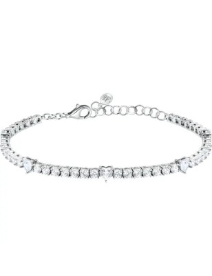 BRACCIALE TENNIS TESORI ZIRCONI E CUORI BIANCHI MORELLATO