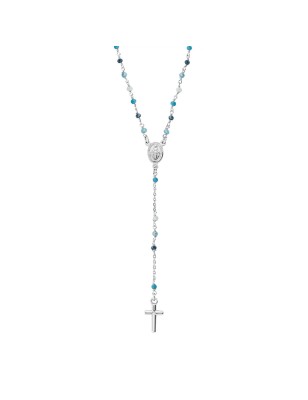 COLLANA ROSARIO CRISTALLI MULTICOLOR AZZURRO UOMO AMEN  CRO25BMUB4 AMEN