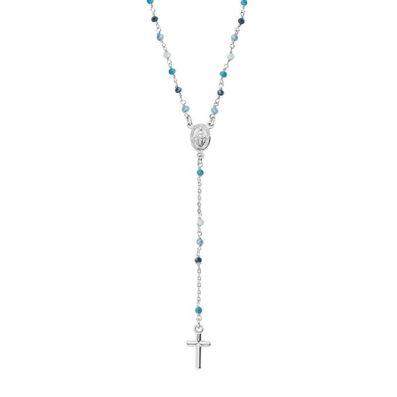 COLLANA ROSARIO CRISTALLI MULTICOLOR AZZURRO UOMO AMEN 