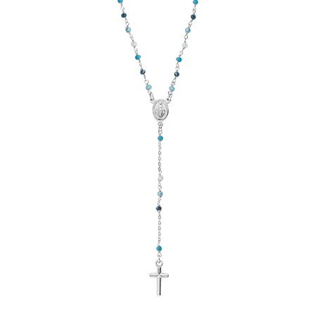 COLLANA ROSARIO CRISTALLI MULTICOLOR AZZURRO UOMO AMEN  CRO25BMUB4 AMEN