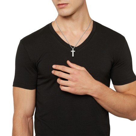 COLLANA ACCIAIO ZIRCONE TAG AND CROSS UOMO BREIL 