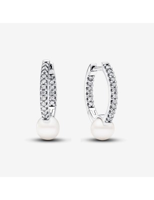 ORECCHINI CERCHI PERLE PAVE' DI ZIRCONI DONNA PANDORA 