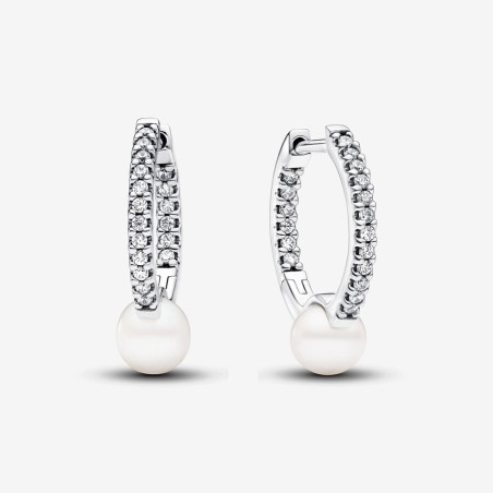 ORECCHINI CERCHI PERLE PAVE' DI ZIRCONI DONNA PANDORA  293171C01 PANDORA