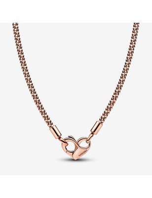 COLLANA MAGLIA GEOMETRICA CHIUSURA A CUORE PANDORA