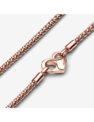 COLLANA MAGLIA GEOMETRICA CHIUSURA A CUORE PANDORA