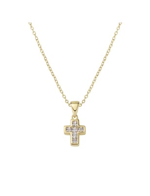 COLLANA DORATA MINI CROCE ZIRCONI BIANCHI AMEN SACRO CLCCGBZ3 AMEN