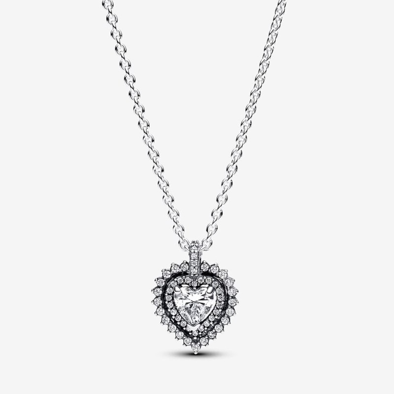 COLLANA PUNTO LUCE CUORE E PAVE DONNA PANDORA 