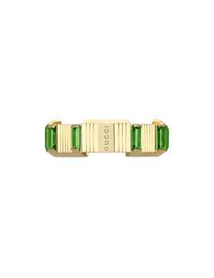 ANELLO ORO GIALLO E TORMALINE VERDI DONNA GUCCI LINK TO LOVE YBC702414002015 GUCCI