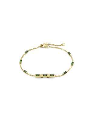 BRACCIALE ORO GIALLO TORMALINE VERDI DONNA GUCCI LINK TO LOVE YBA702395002016 Gucci