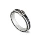 ANELLO IN ARGENTO SMALTO NERO MISURA 13 UOMO-DONNA GUCCI INTERLOCKING G