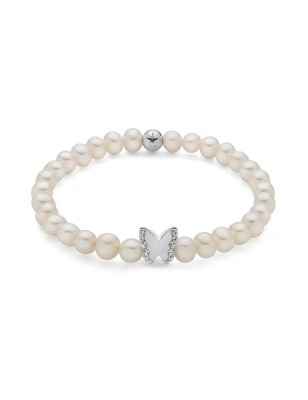 BRACCIALE PERLE BIANCHE FARFALLA RODIO DONNA MILUNA  PBR3502-TPZ MILUNA