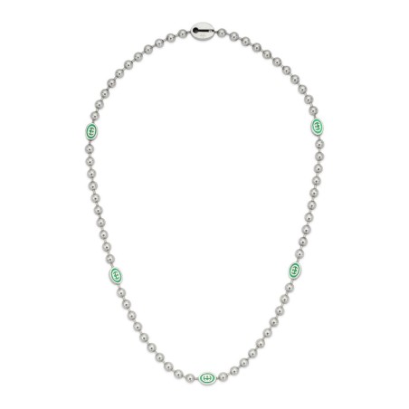 COLLANA IN ARGENTO E SMALTO VERDE UOMO-DONNA GUCCI INTERLOCKING G