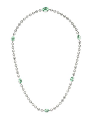 COLLANA IN ARGENTO E SMALTO VERDE UOMO-DONNA GUCCI INTERLOCKING G YBB70161100100U GUCCI