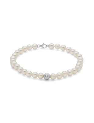 BRACCIALE BOULE ORO BIANCO PERLE DONNA MILUNA LE PERLE PBR2307BV MILUNA