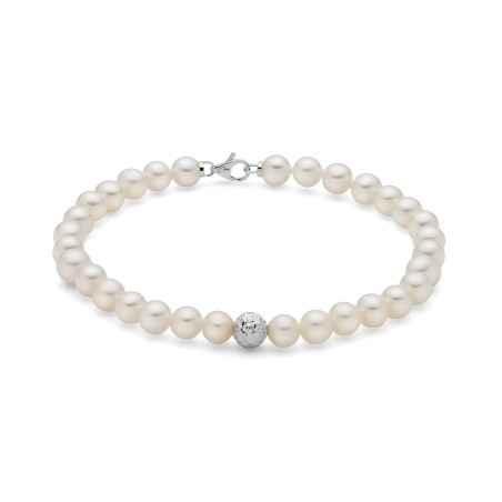 BRACCIALE BOULE ORO BIANCO PERLE DONNA MILUNA LE PERLE PBR2307BV MILUNA