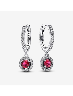 ORECCHINI CERCHI PAVÈ E PIETRE ROSSE DONNA PANDORA  292379C01 PANDORA