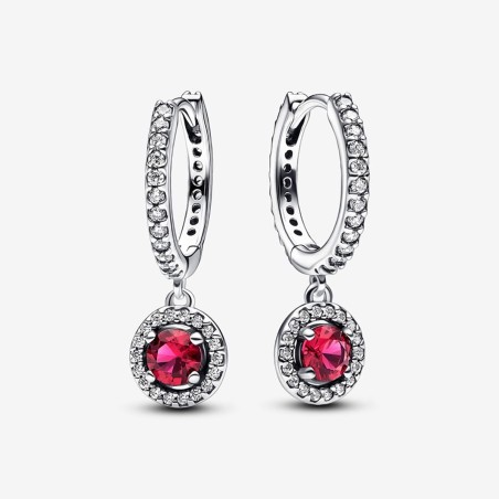 ORECCHINI CERCHI PAVÈ E PIETRE ROSSE DONNA PANDORA  292379C01 PANDORA