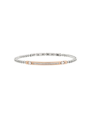 BRACCIALE ACCIAIO BICOLOR CUBIC ZIRCONIA LIGHT ROW UOMO BREIL 